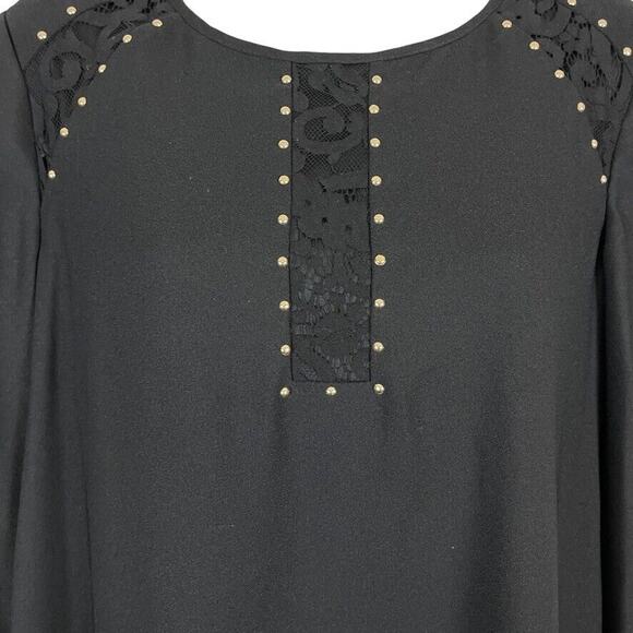 Jessica Simpson Black Gold Studded Shift Whimsigoth Long Sleeve Dress Witchy 12 - Picture 6 of 15